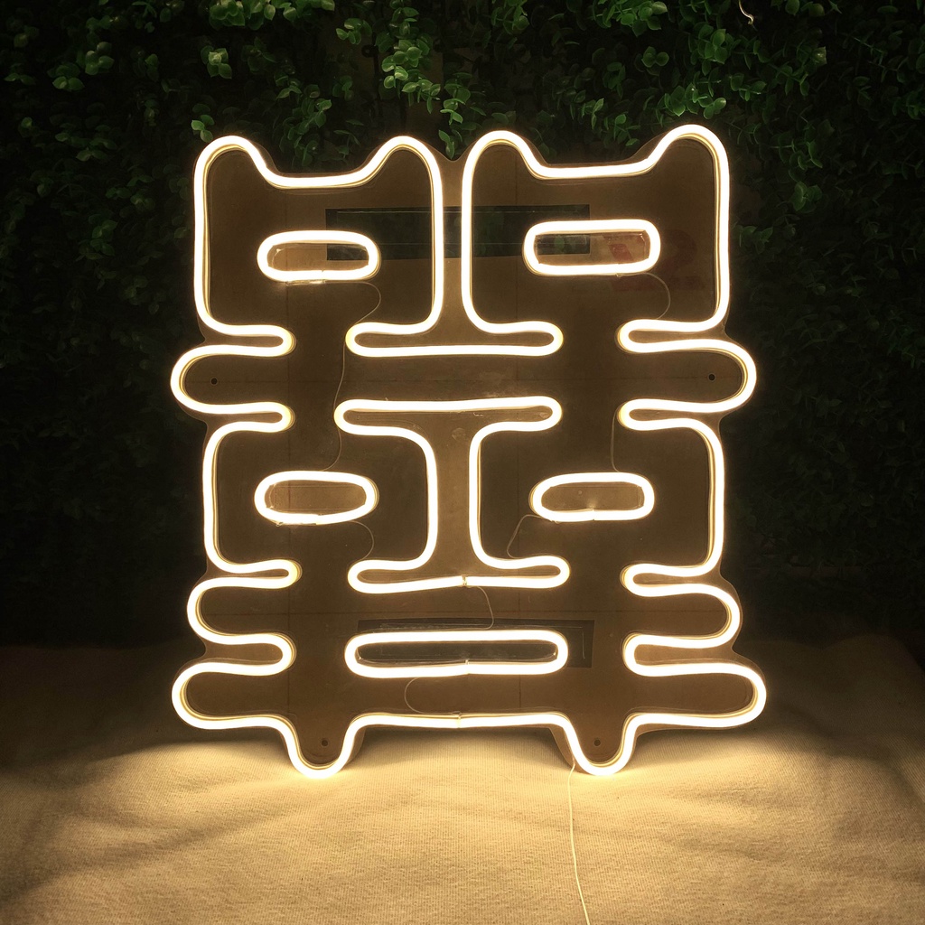 Đèn led neon chữ HỶ Neonchill97 43 x 40 cm màu vàng nhạt trang trí đám ...