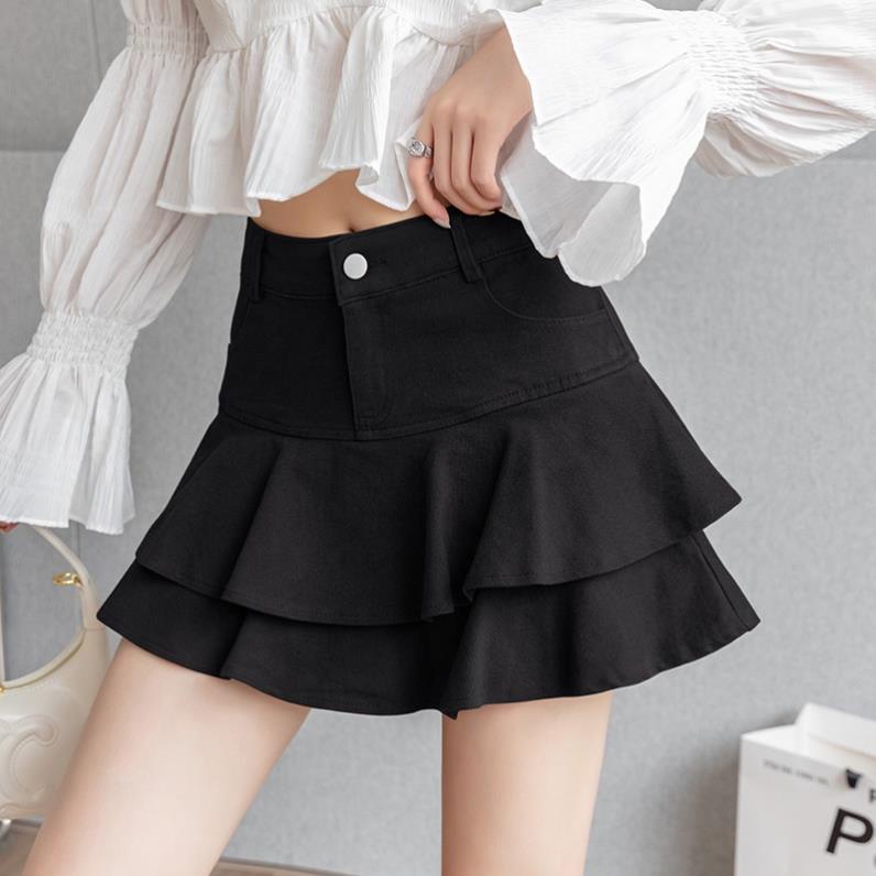 Chân váy xếp ly bản to váy tầng lưng cao chất kaki siêu hot có quần trong - CV031