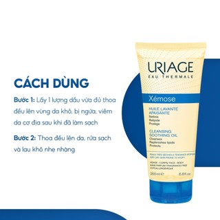 Gel làm sạch dạng gel-oil cho da khô, viêm da cơ địa, chàm URIAGE XÉMOSE HUILE LAVANTE APAISANTE 200ml/500ml