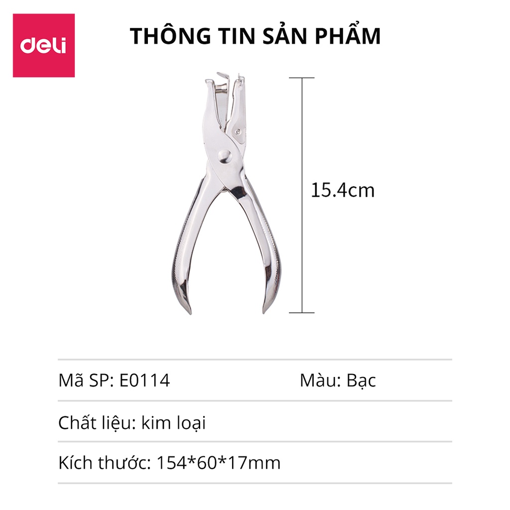Kìm Bấm Đục Lỗ Giấy Refill Deli Dụng Cụ Bấm Lỗ Giấy Làm Sổ Còng Cầm Tay Tiện Lợi - E0114