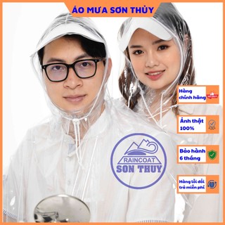 ( NHỰA DẺO )Áo mưa trong suốt 2 mũ Sơn Thủy , 1 mũ sơn thủy PVC freesize dobaohoso1