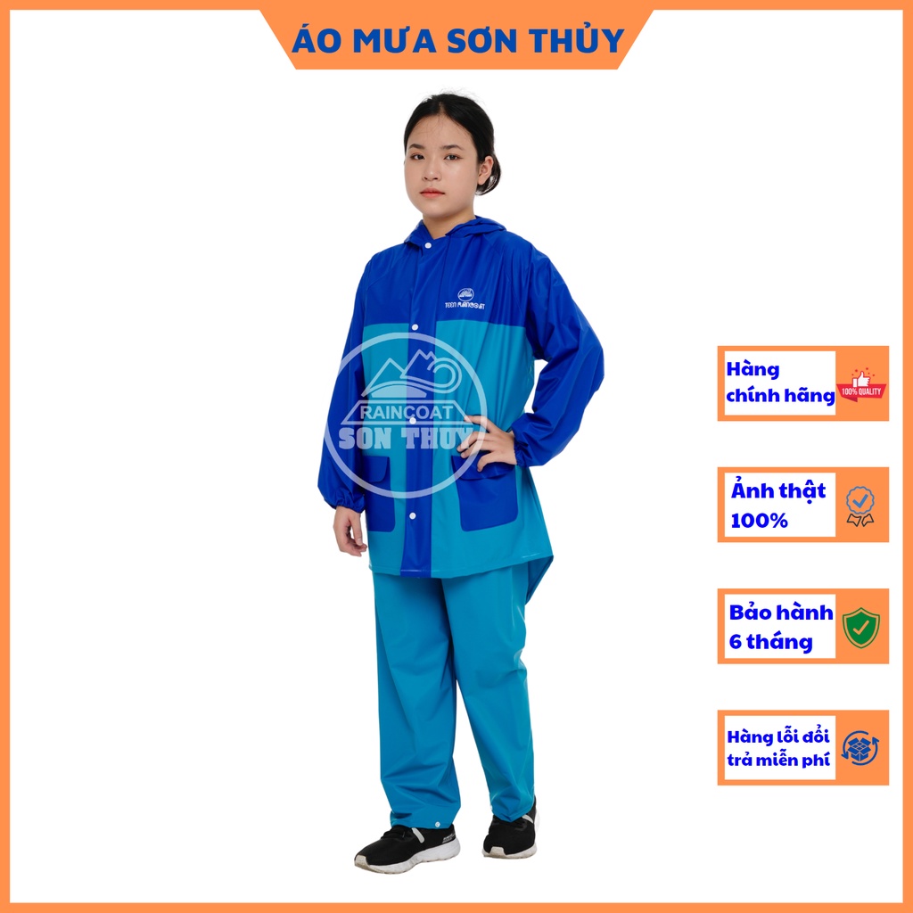 Bộ mưa trẻ em tuổi teen và người lớn cao 1m4-1m52, bộ áo mưa nhựa PVC cao cấp dày dặn, màu sắc tươi sáng BỘ TRẦN