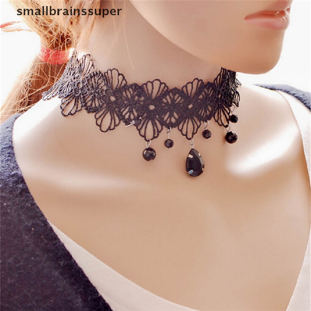 Vòng Cổ Choker Ren Hoa Màu Đen Phong Cách Gothic Thời Trang Cho Nữ SBS