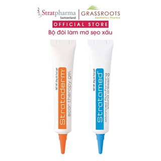 Combo Gel Silicone ngăn ngừa sẹo xấu Strataderm 20g và bảo vệ, làm lành vết thương hở Stratamed 20g