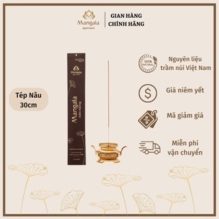 Nhang Trầm Hương Cao Cấp MANGALA Ống Nâu 30cm-38cm | Bột Trầm Núi Rừng Nguyên Chất Thượng Hạng, Ngọt Thanh, Sâu Lắng