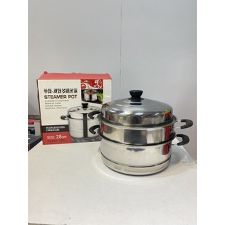Nồi Hấp Gà, Hấp Bánh Inox 28cm Inox Không Gỉ, Dùng Được Bếp Từ