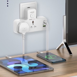 Ổ cắm điện đa năng tích hợp đèn ngủ cảm ứng kèm cổng sạc nhanh 20W và QC 3.0 LDNIO SC2311