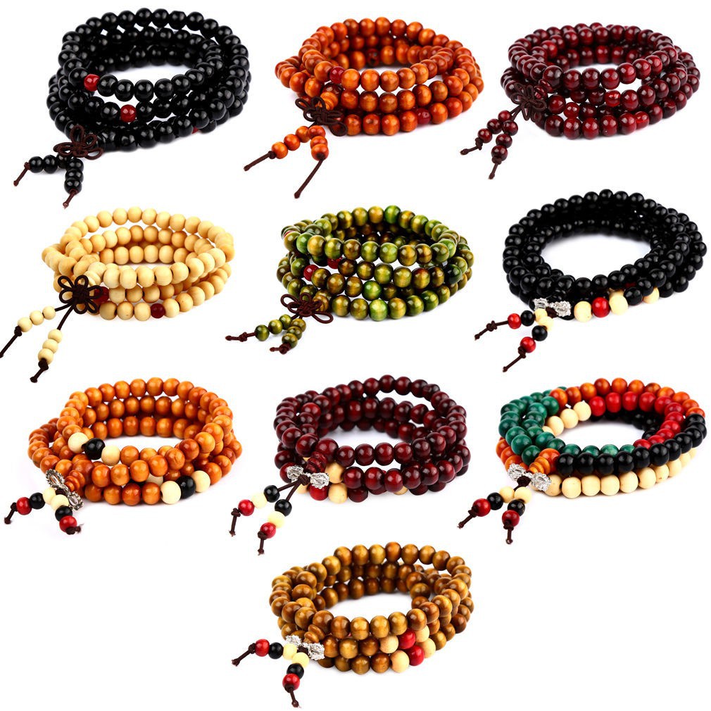 Tibetan Sandalwood Buddhist Buddha Prayer Beads Mala Bracelet 8mm*108pcs Ready Stock LY