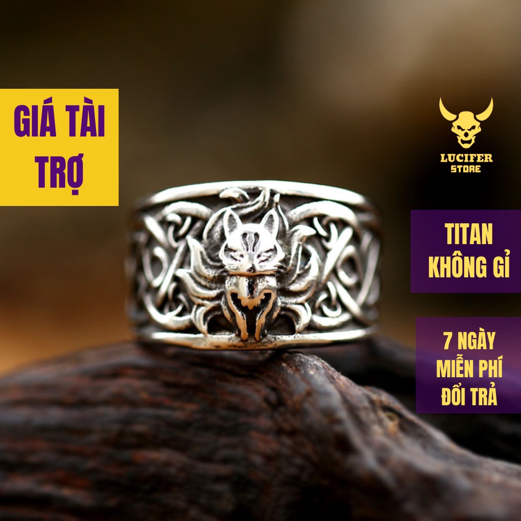 Nhẫn Nam Bạc Đẹp Cá Tính Unisex HipHop Basic Cáo Ngầu Trơn Nam Hồ Ly Ring Lucifer Store Nhẫn Titan Không Gỉ - Vĩ Hồ