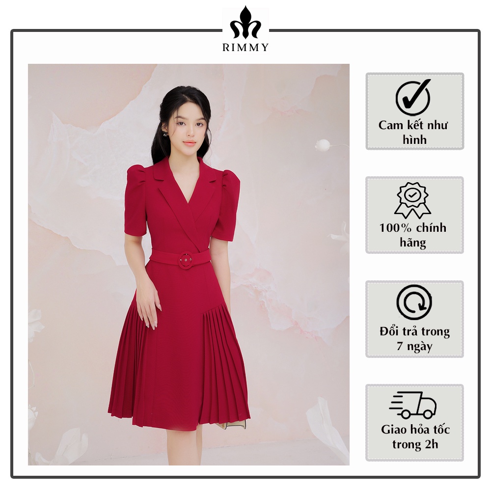 Đầm cổ vết thắt đai eo xếp ly Wena Dress bay Rimmy [KHÔNG KÈM ĐAI]