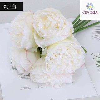 Bó hoa đại đóa trà Mẫu đơn PEONY bông to 10 cm cao 32 trang trí từ lụa cao cấp rất sang trọng