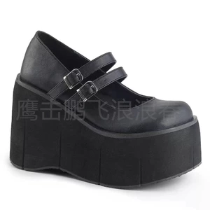 Mary Jane Giày 2022 Sản Phẩm Mới Da Khóa Dây Đeo Phong Cách Gothic Nêm Giày Nữ Hot Girl Punk Phong Cách Giày Nữ