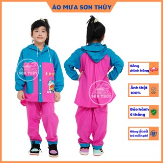 ( HÀNG SỊN )Áo mưa bộ trẻ em Sơn Thủy có lưng che cặp , bộ áo mưa dễ thương bằng PVC cao cấp an toàn cho bé trai bé gái