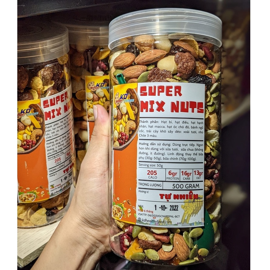 Hạt dinh dưỡng thương hiệu KD Shop mix 10 loại hạt loại 1 và trái cây sấy nhập khẩu 500g/ bịch