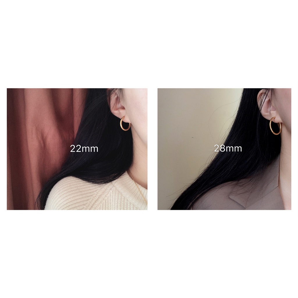 Bông tai nữ titan tròn nhiều size mạ vàng 18K không gỉ (1 ĐÔI)