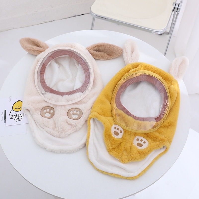 Mũ Lông Kèm Kính - Mũ Chùm Kín Đầu chống gió, che tai Cho Bé Trai Và Bé Gái 3-12 Tuổi    hot)