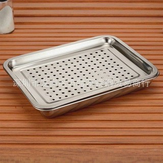 Khay Trà Inox Cao Cấp Không Gỉ, Mâm Chữ Nhật Có Khay Ráo Nước