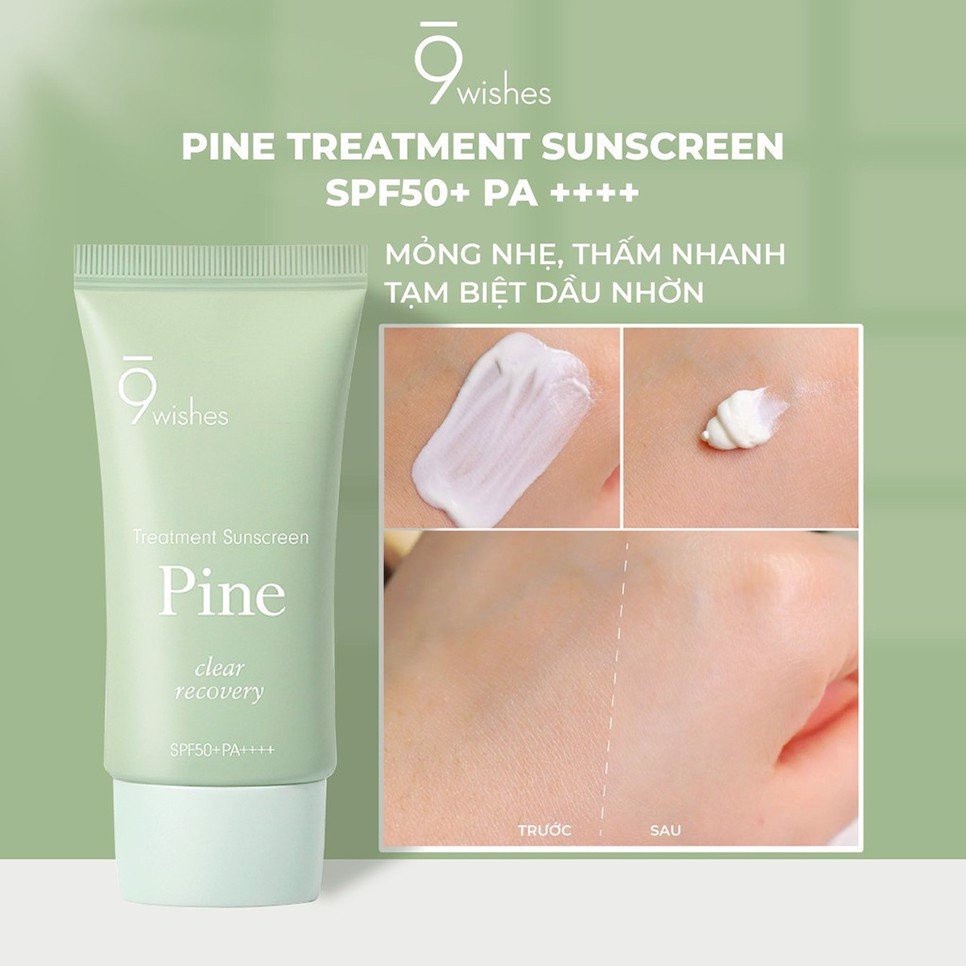 Kem Chống Nắng 9Wishes Cấp Ẩm, Hỗ Trợ Phục Hồi Da 50ml Pine Treatment Sunscreen SPF50+ PA