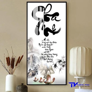 Tranh Tráng Gương - Tranh Treo Tường Phòng Khách Ngày Tết Chữ Thư Pháp (Nhiều Mẫu) - Bộ 1 Tấm 40x80cm