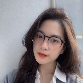 Gọng kính cận nữ nam cao cấp mắt tròn ngố kính giả cận phong cách Hàn Quốc chống tia UV và ánh sáng xanh HANASO 132