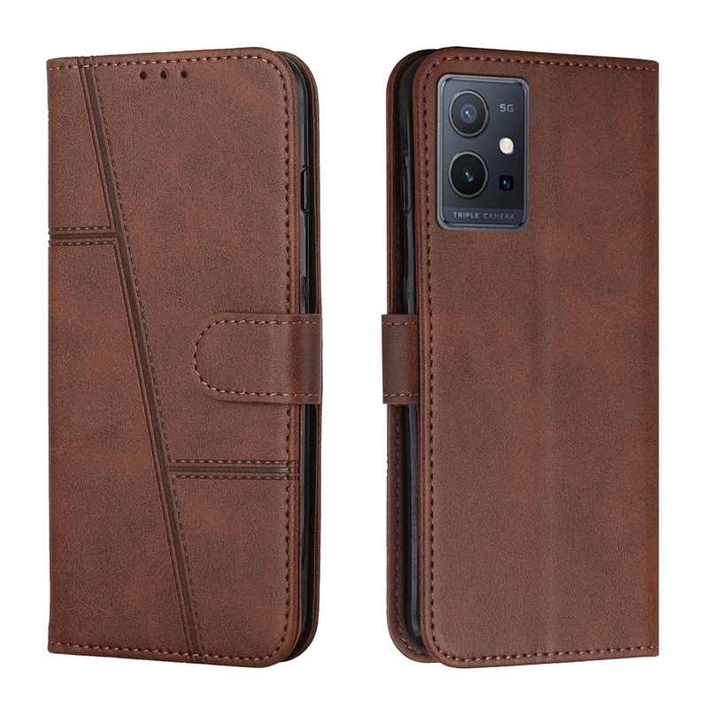 Dành Cho Vivo Y51 Y31 Y35 Y16 Y02S V25E V25 4G 2020 Y51A T1 Y75 Y55 X80lite 5G 2022 Y22S Y22 Iqoo Z6 U5 Da Lật Kinh Doanh Cổ Điển Vỏ Bảo Vệ Mềm