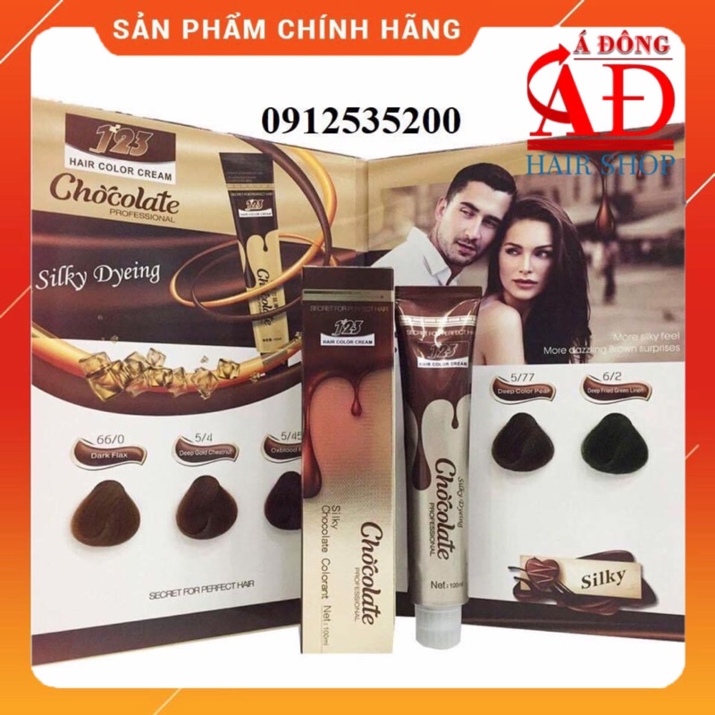 THUỐC NHUỘM THỜI TRANG ĂN BẠC CHOCOLATE HƯƠNG SOCOLA 123 100ML + OXY (+Bao tay, mũ trùm, bọc tai)