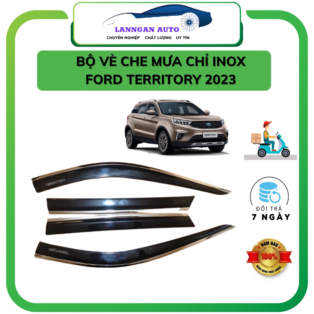 Bộ vè che mưa Ford Territory 2022-2026 - Vè mưa chỉ INOX và vè mưa nhựa đen Thái Lan, Chất liệu nhựa ABS