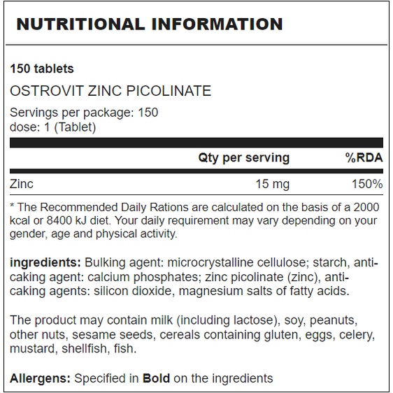 OSTROVIT ZINC PICOLINATE VIÊN KẼM TĂNG ĐỀ KHÁNG, ĐIỀU HÒA NỘI TIẾT TỐ, GIẨM VIÊM MỤN, TĂNG TEST