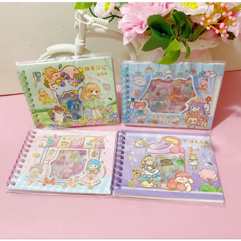 Sổ sticker 5D lò xo 10 trang nhiều hình đẹp dạng dễ thương dùng trang trí sổ và đồ dùng