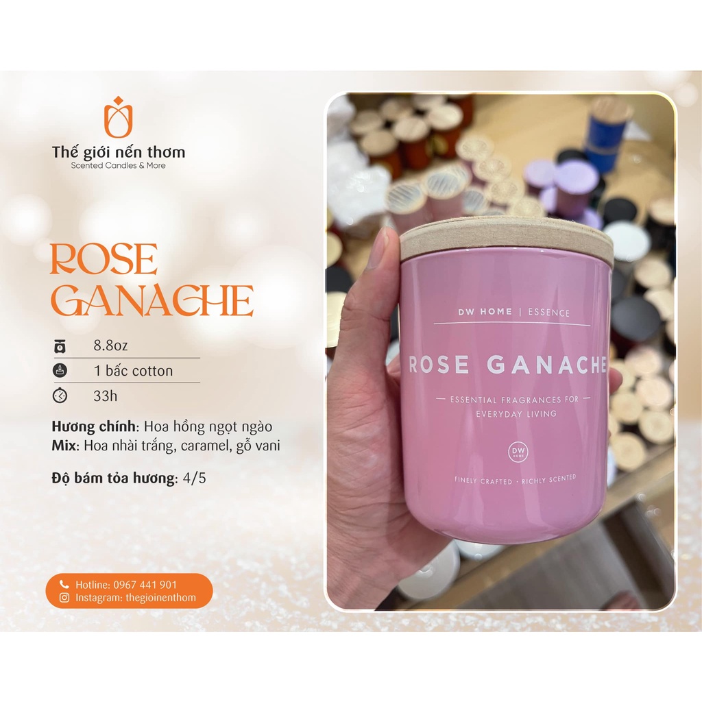 Nến thơm DW Home hương hoa hồng Rose Ganache 9oz Shopee Việt Nam