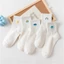 Tất cổ cao nữ trắng phong cách Nhật Hàn vớ gân nhún cotton co giãn thoáng mát họa tiết gấu thỏ đáng yêu đẹp HANASO TD050