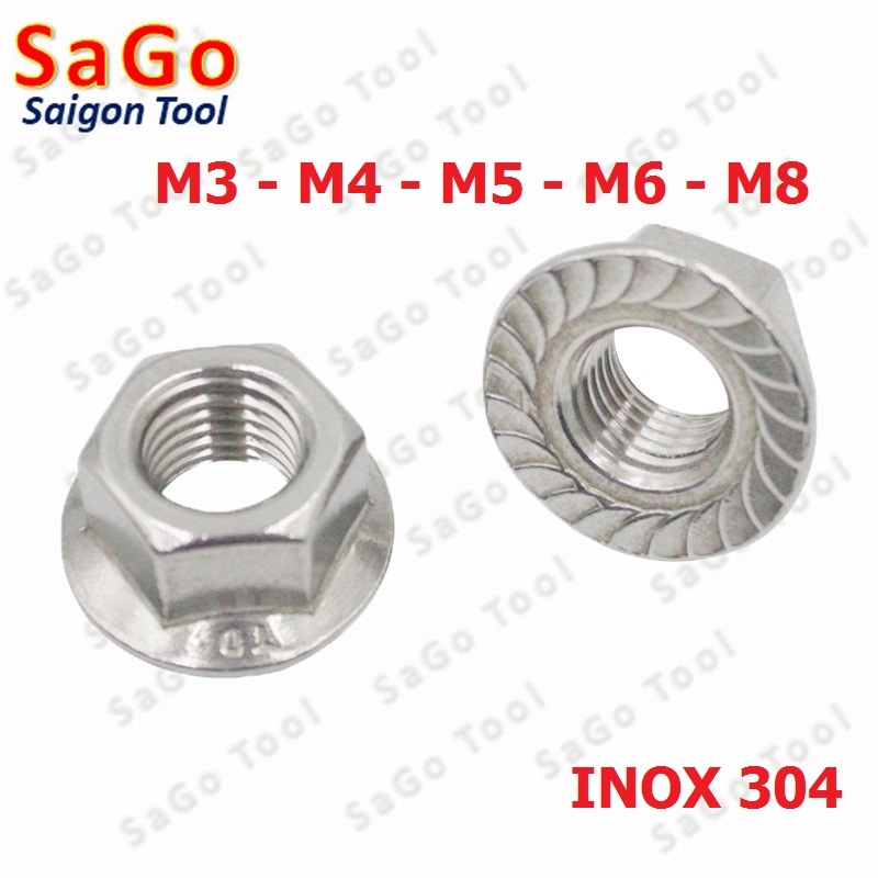 Đai ốc liền long đền INOX 304 - Tán liền long đền Tán Hở M3 M4 M5 M6 M8 ...