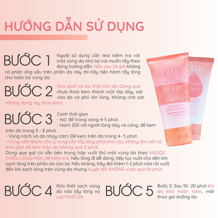 Ảnh Combo 2 kem tẩy lông Ollie+ 2 kem dưỡng da dịu nhẹ làm chậm quá trình mọc lông Ollie 4