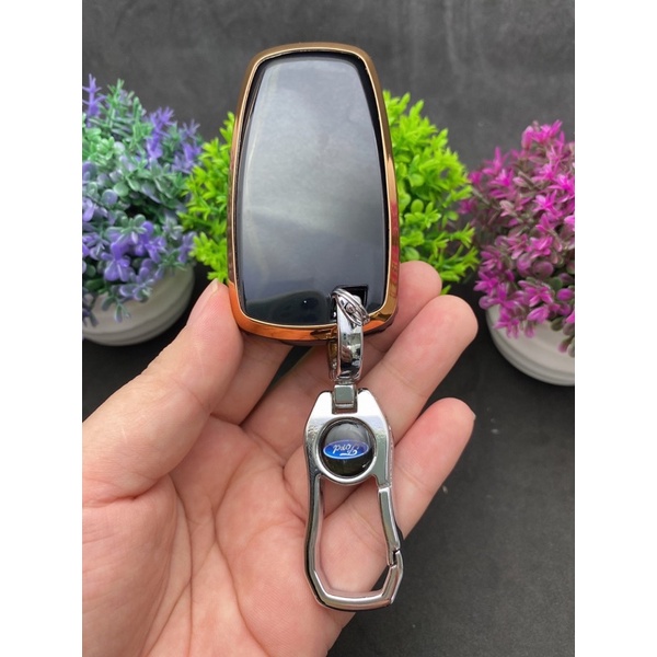Bao chìa khóa Đen Vàng- Ốp chìa khóa  TPU Đen Vàng xe Ford 2 nút thông minh