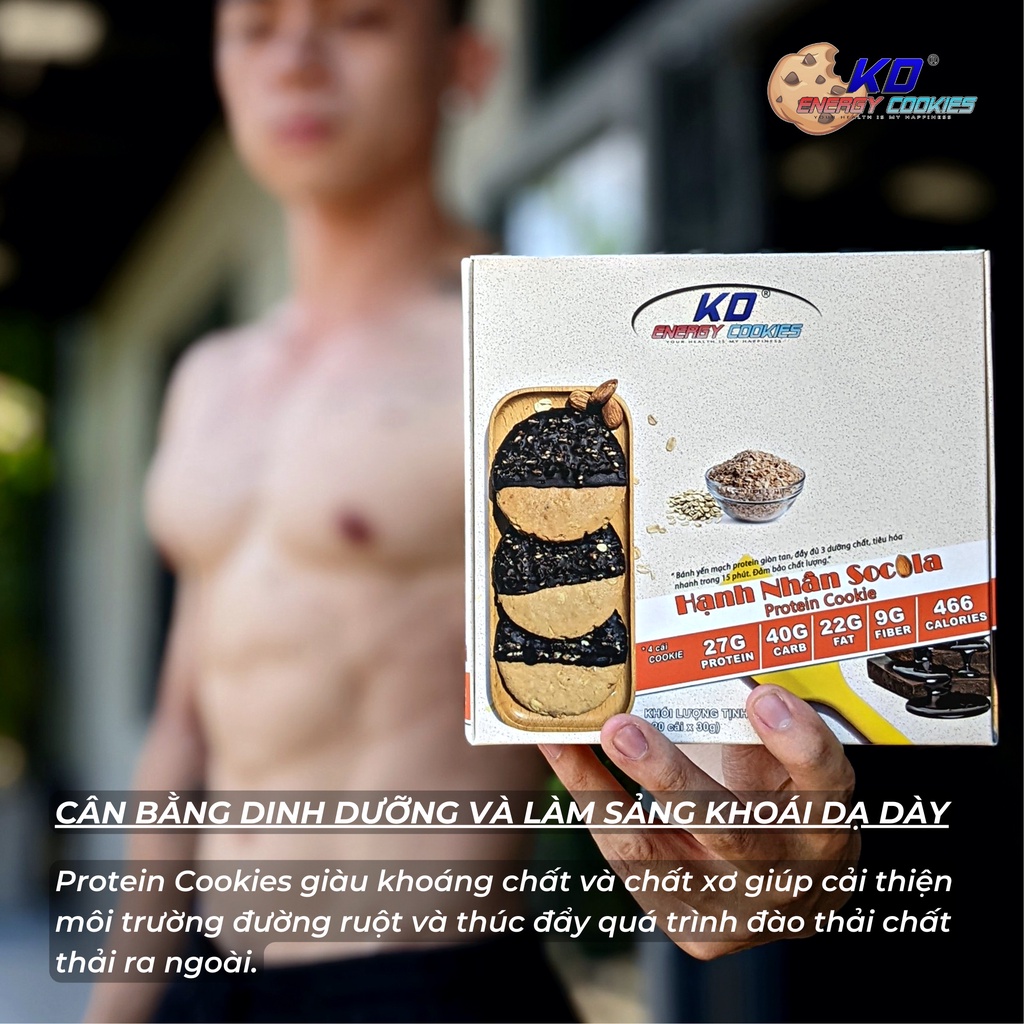 Bánh cookies protein, bánh quy ăn kiêng KD Shop vị yến mạch chocolate 760g (20 cái)
