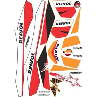 Tem rời xe AIR BLADE REPSOL đỏ cam trắng ngôi sao - làm tem dán xe máy AIR BLADE theo yêu cầu - Tem xe AIR BLADE rẻ và