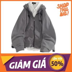 Áo khoác nỉ nữ Màu GHI XÁM form rộng nỉ cotton phong cách Hàn Quốc Thubio