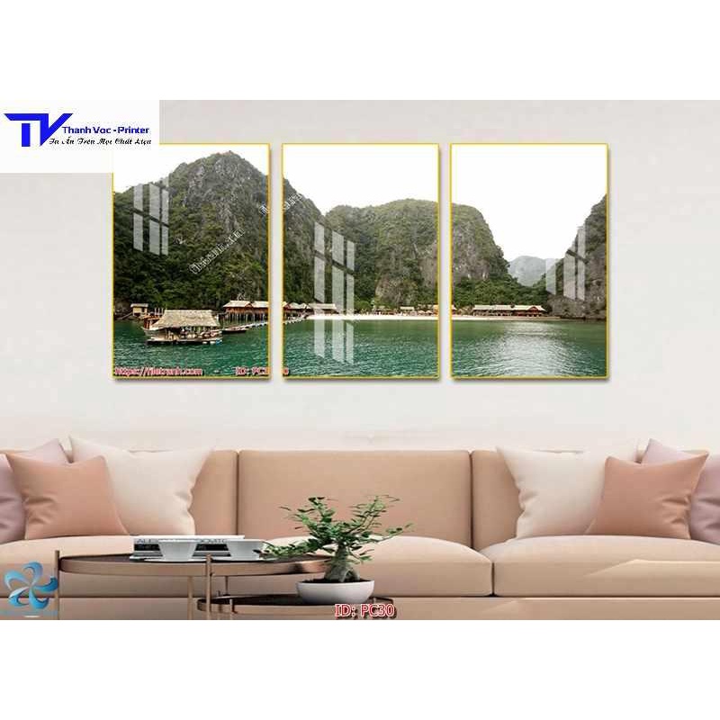 Tranh Treo Tường Sơn Thuỷ Ngang , Tranh Tráng Gương ( Bộ 3 Tấm )