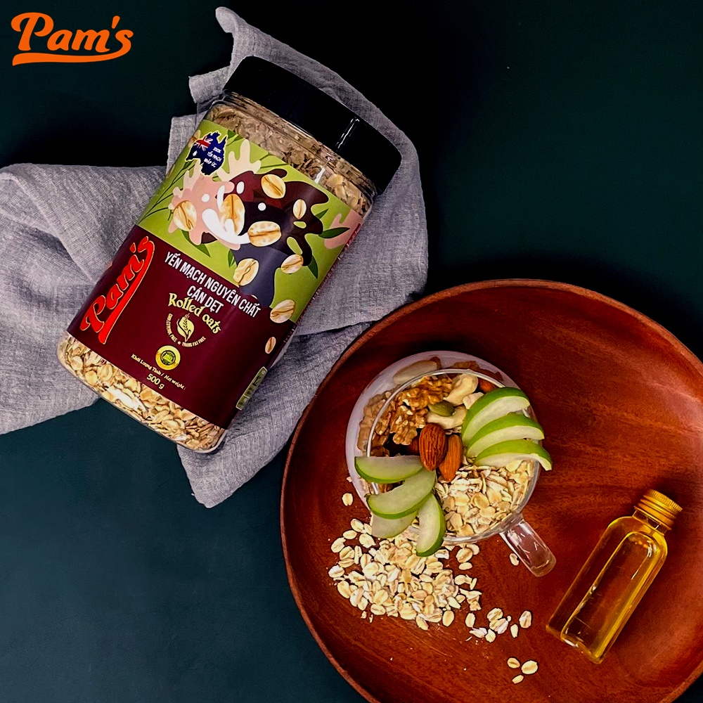 Yến Mạch Cán Dẹt Nhập Khẩu Úc Pams 500g/hũ, Giàu Chất Xơ, Thích Hợp Dùng Ăn Kiêng