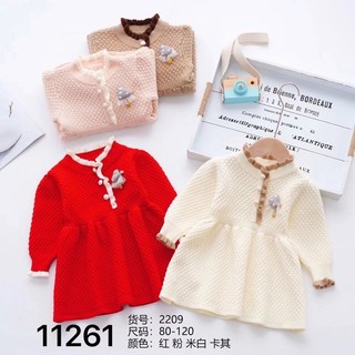 Váy len bé gái, váy len Quảng Châu, Váy len nơ bé gái, váy len thu đông cho bé