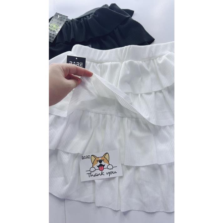 Chân váy xòe 4 tầng, chân váy ngắn 4 tầng trendy chất thun gân lưng chun tôn dáng - CV019