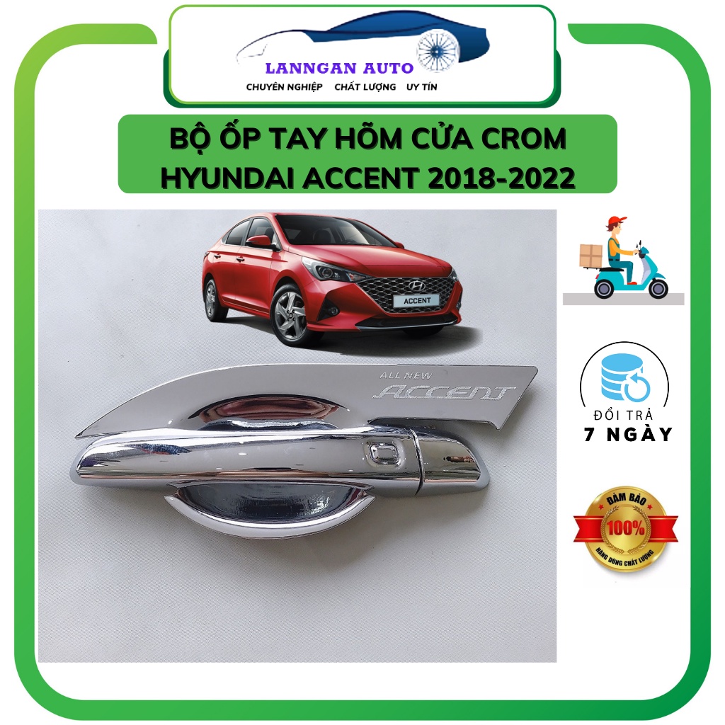 Ốp tay nắm cửa, hõm cửa ô tô Hyundai Accent 2018 - 2025, Chất liệu nhựa Mạ Crome