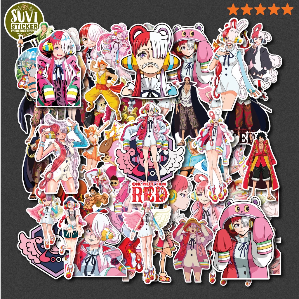 50 Sticker Red One Piece chống nước sticker dán mũ bảo hiểm, laptop ...