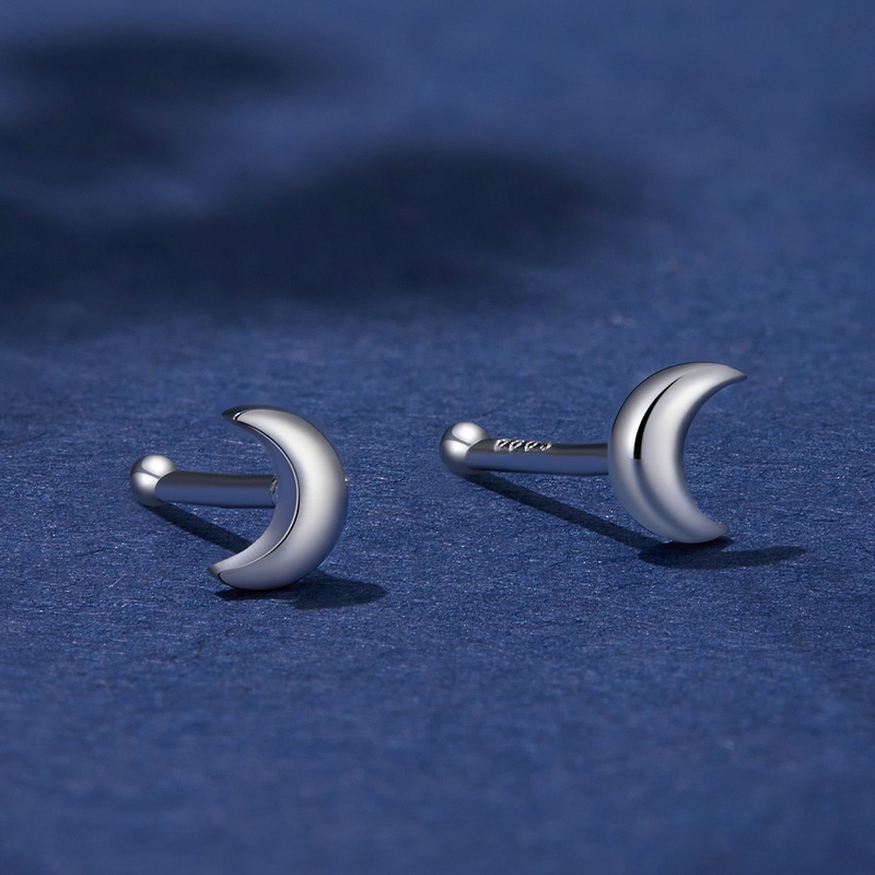 BAMOER Bông Tai bạc 925 Hình Tròn Đính Đá zircon mini Đơn Giản Thời Trang Cho Nữ