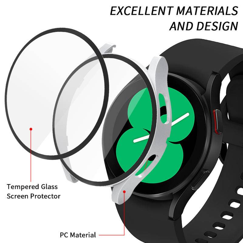 Ốp lưng kính + mờ cho Samsung Galaxy Watch 4 44mm 40mm Vỏ bảo vệ toàn diện cho Galaxy Watch4