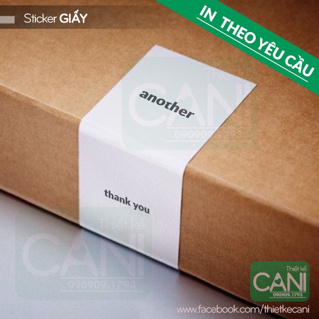 200c -500c Tem giấy Decal dán hộp (Nền Trắng-size lớn từ 6cm) In theo ...