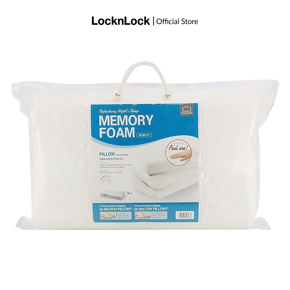 [Mã LIFEMC07CBAU giảm 50k đơn 350k] Gối Memory foam ruột cao su mút hoạt tính thoáng khí non 50D Lock&Lock - HLW111