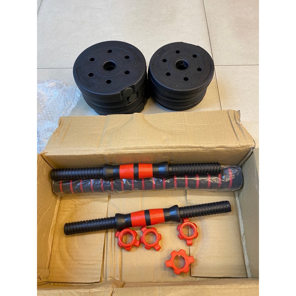 Ảnh BG Bộ tạ tay 2in1 kết hợp tạ đẩy( tạ đòn) tạ tập gym tập thon tay, dụng cụ gym đa năng PVC 40kg 3