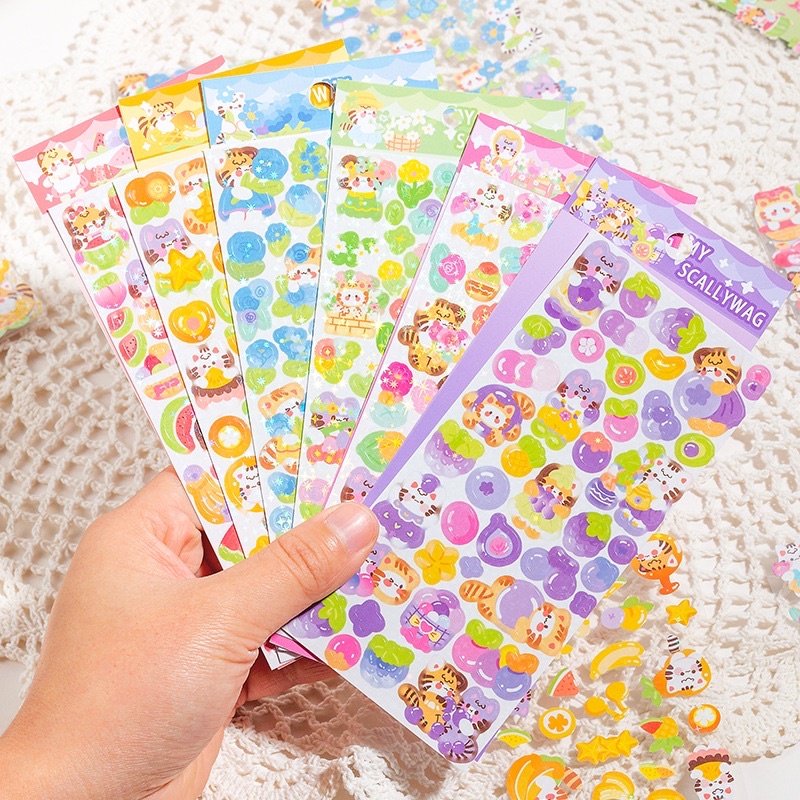 Set 6 Tấm Stickers Hổ cùng Hoa Quả cute chất liệu Chống nước | Shopee ...