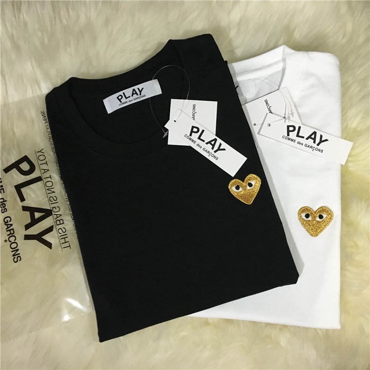 [Nhãn + tag] Áo thun unisex thêu tình yêu cổ điển PLAY chất lượng cao